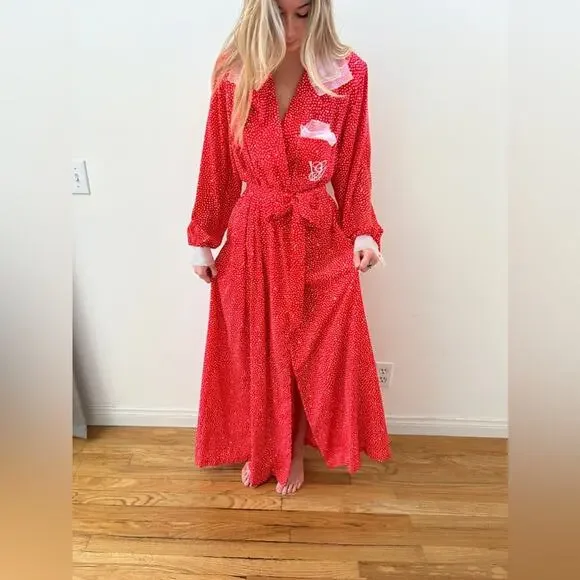 Vintage 80s RARE Valentino Red Polka Dot Wrap Dress - Picture 2 of 11